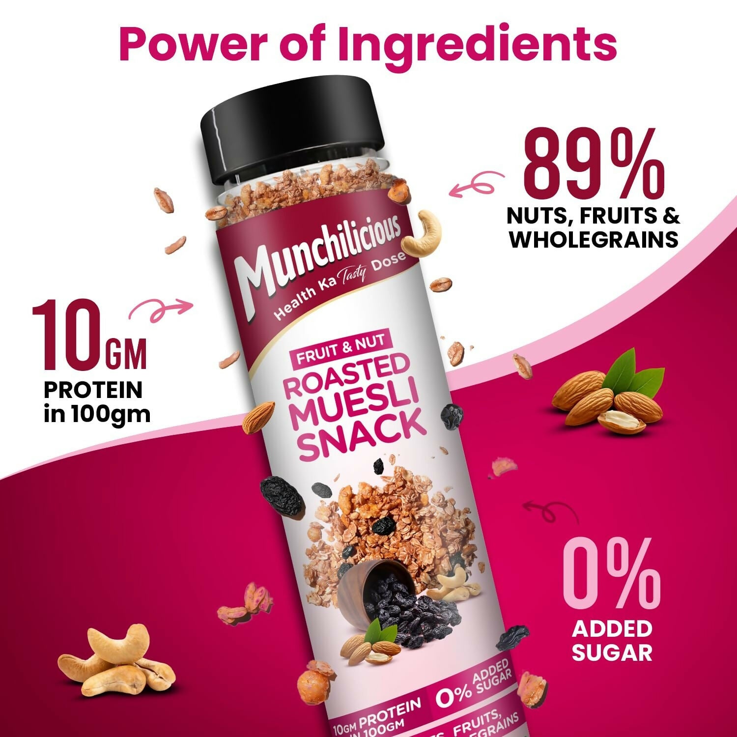 Munchilicious Muesli – Fruit & Nut Roasted Rolled Oats, Raisins, Almonds, Cashews & Peanut Butter - Distacart