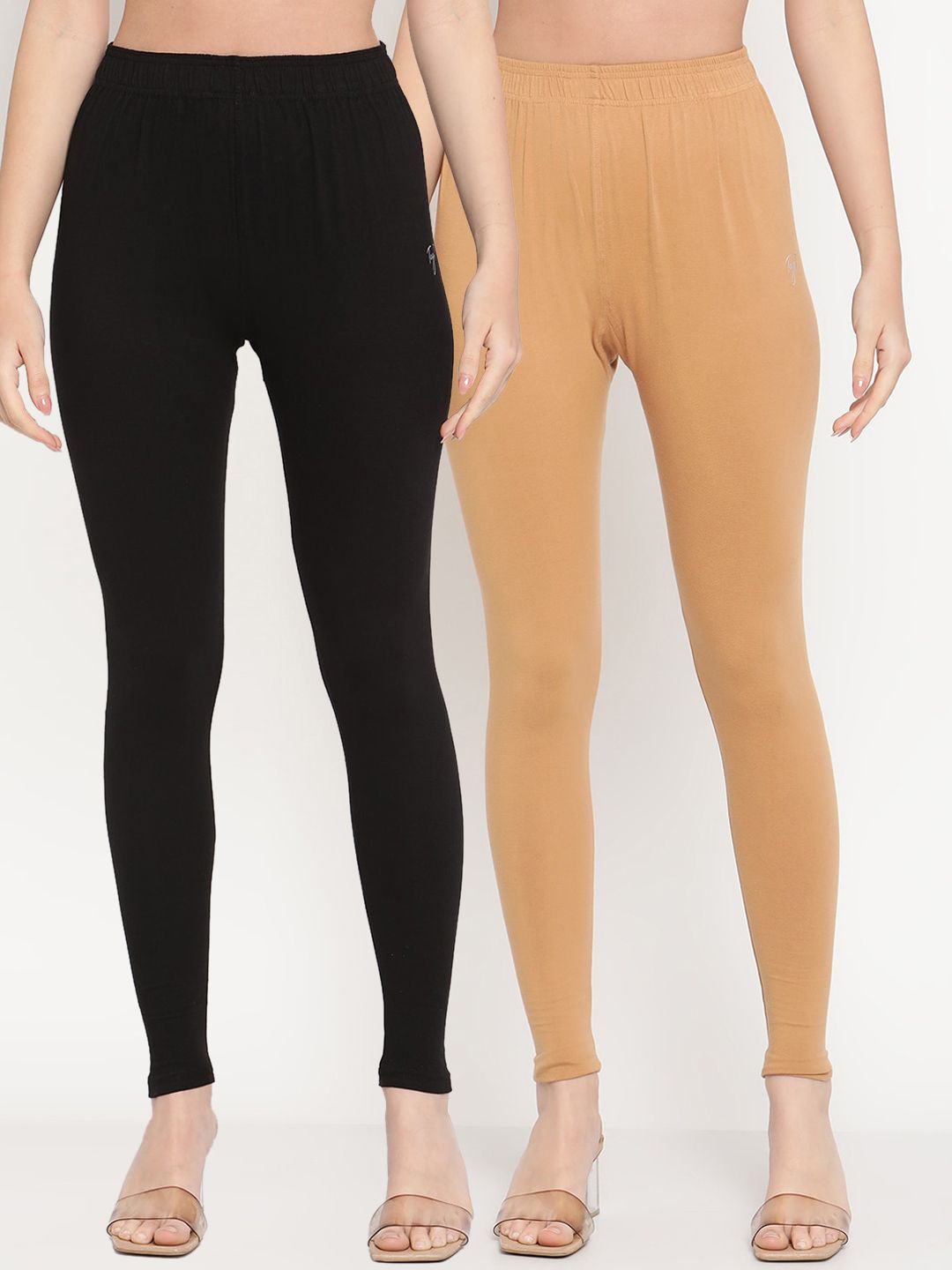 TAG 7 Women Pack Of 2 Solid Comfort-Fit Ankle-Length Leggings - Distacart