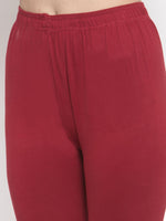 Thumbnail for TAG 7 Women Pack Of 2 Mustard Yellow & Maroon Solid Churidar-Length Leggings - Distacart