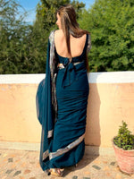 Thumbnail for Anouk Teal Blue Sequinned Pure Georgette Saree - Distacart