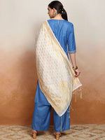 Thumbnail for Vishudh Embroidered Straight Kurta With Palazzo & Dupatta