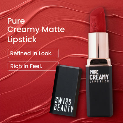 Swiss Beauty Pure Creamy Matte Lipstick - 15 Merry Cherry - Distacart