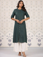 Thumbnail for Ode by House of Pataudi Striped Roll Up Sleeves Pure Cotton Kurta - Distacart