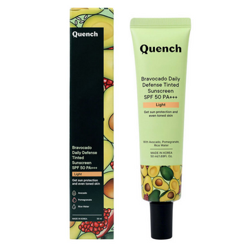 Quench Vitamin E Tinted SPF 50 Sunscreen PA+++ with both Mineral & Chemical Actives (Light) - Distacart