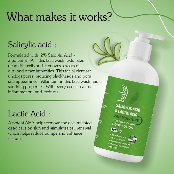 Bake 10% AHA + 2% BHA Body Lotion SPF 30 - Distacart