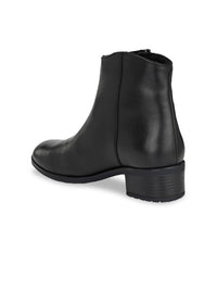 Thumbnail for Delize Women Black Solid High-Top Faux Leather Heeled Boots