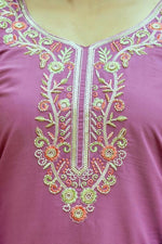 Thumbnail for The52 Purple Women's Beautiful Embroidered Viscose Chanderi Silk Fabric with Straight Kurta, Pant and Dupatta Set - Distacart