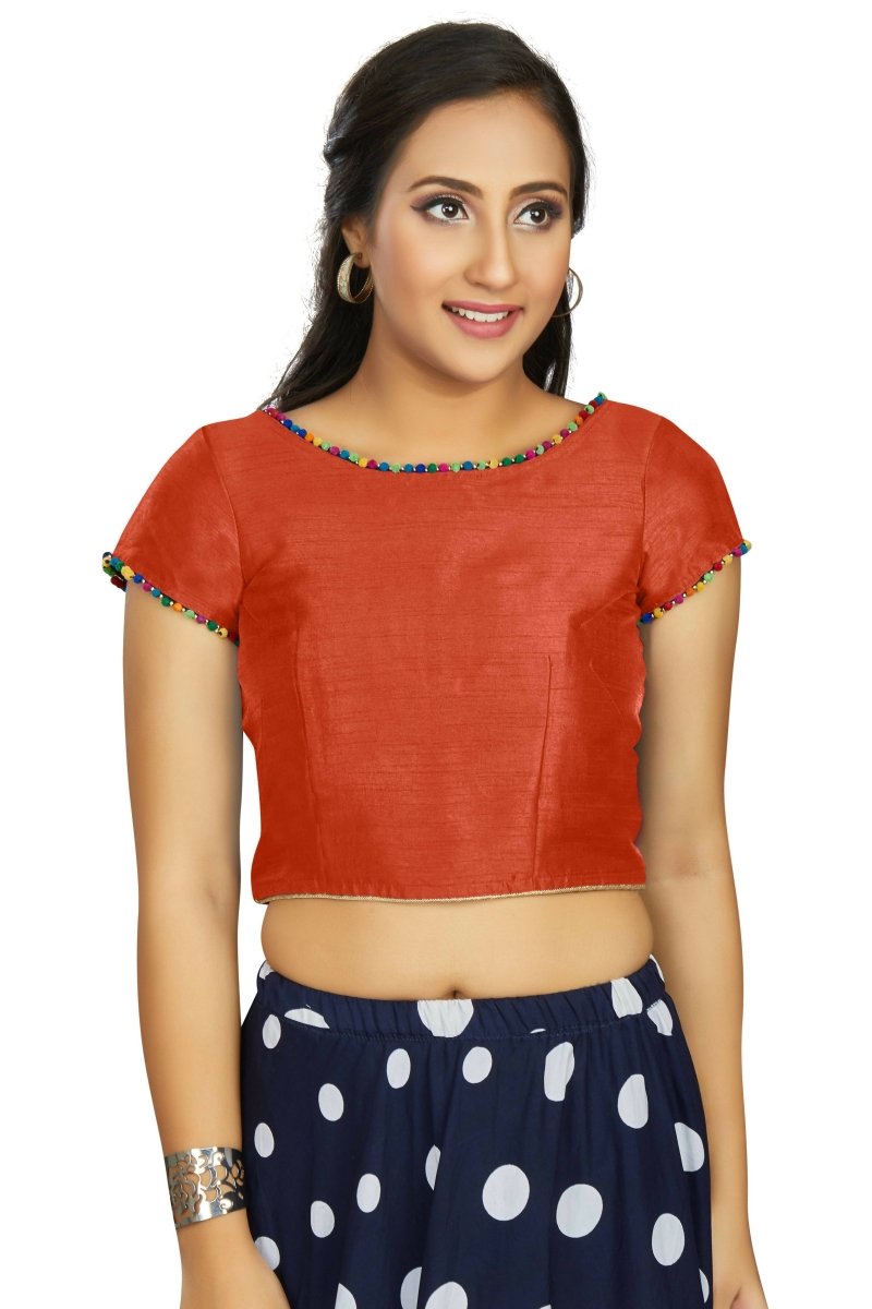 Aastha Fashion Women's Orange Art Silk Designer Party Wear Readymade Blouse - Distacart
