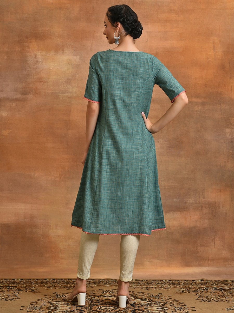 Aks Ethnic Motifs Embroidered V-Neck Thread Work Kurta - Distacart