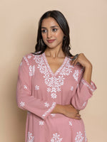 Thumbnail for HOUSE OF KARI Floral Embroidered Fizaa Chikankari Pure Cotton Straight Kurta - Distacart