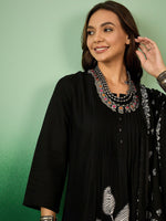 Thumbnail for Sangria Floral Printed A-Line Kurta With Trouser & Dupatta