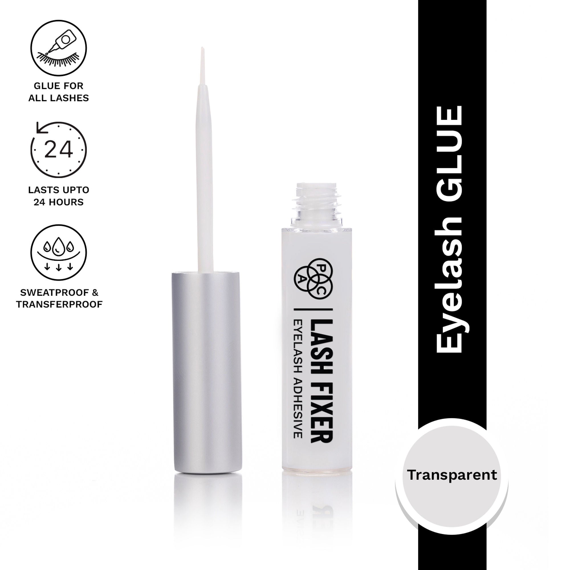 PAC Lash Fixer Eyelash Adhesive Transparent - 24H Hold, Quick Drying, Waterproof, Ultra Thin Brush