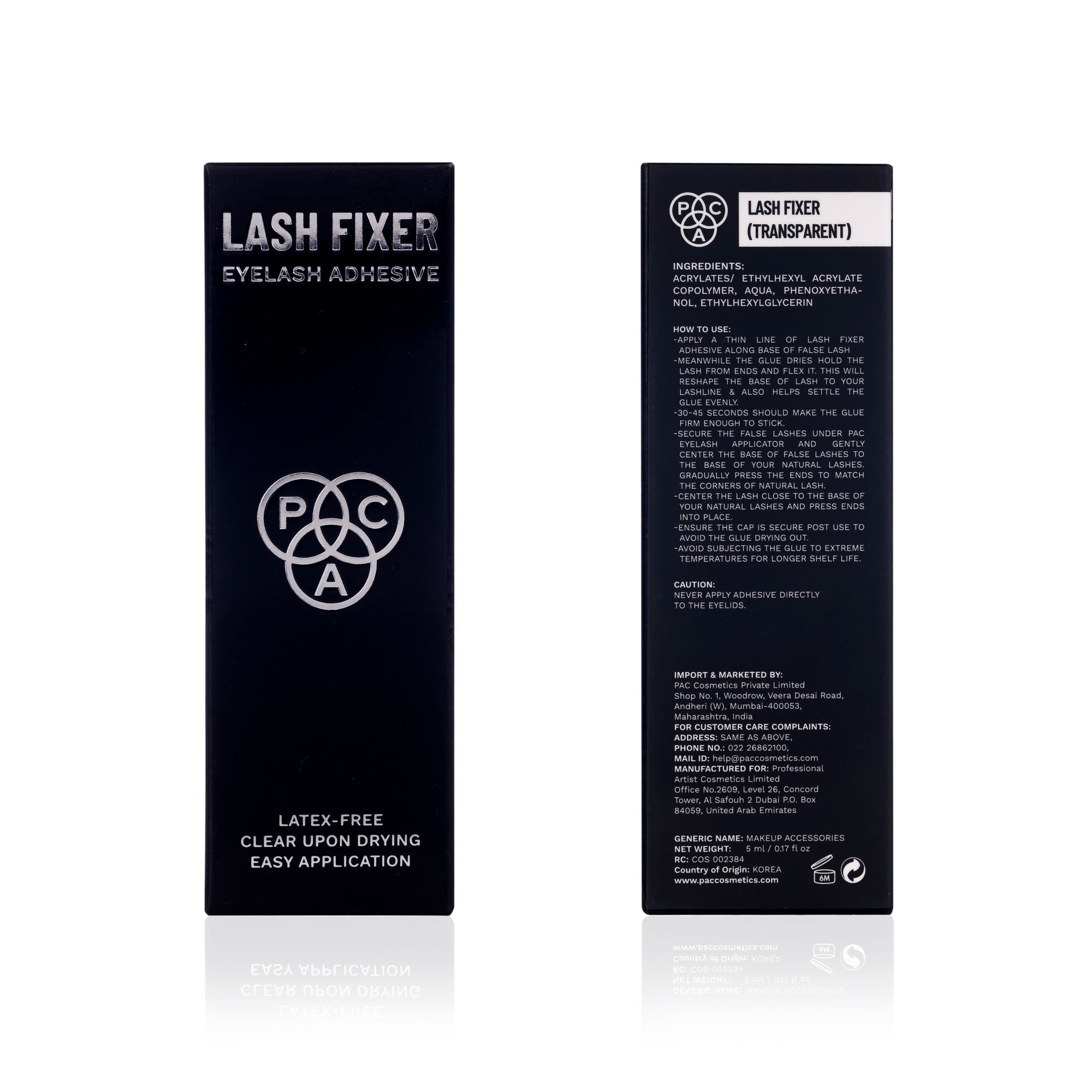 PAC Studio Lash Fixer Eyelash Adhesive Transparent - 24H Hold, Quick Drying, Waterproof, Ultra Thin Brush - Distacart