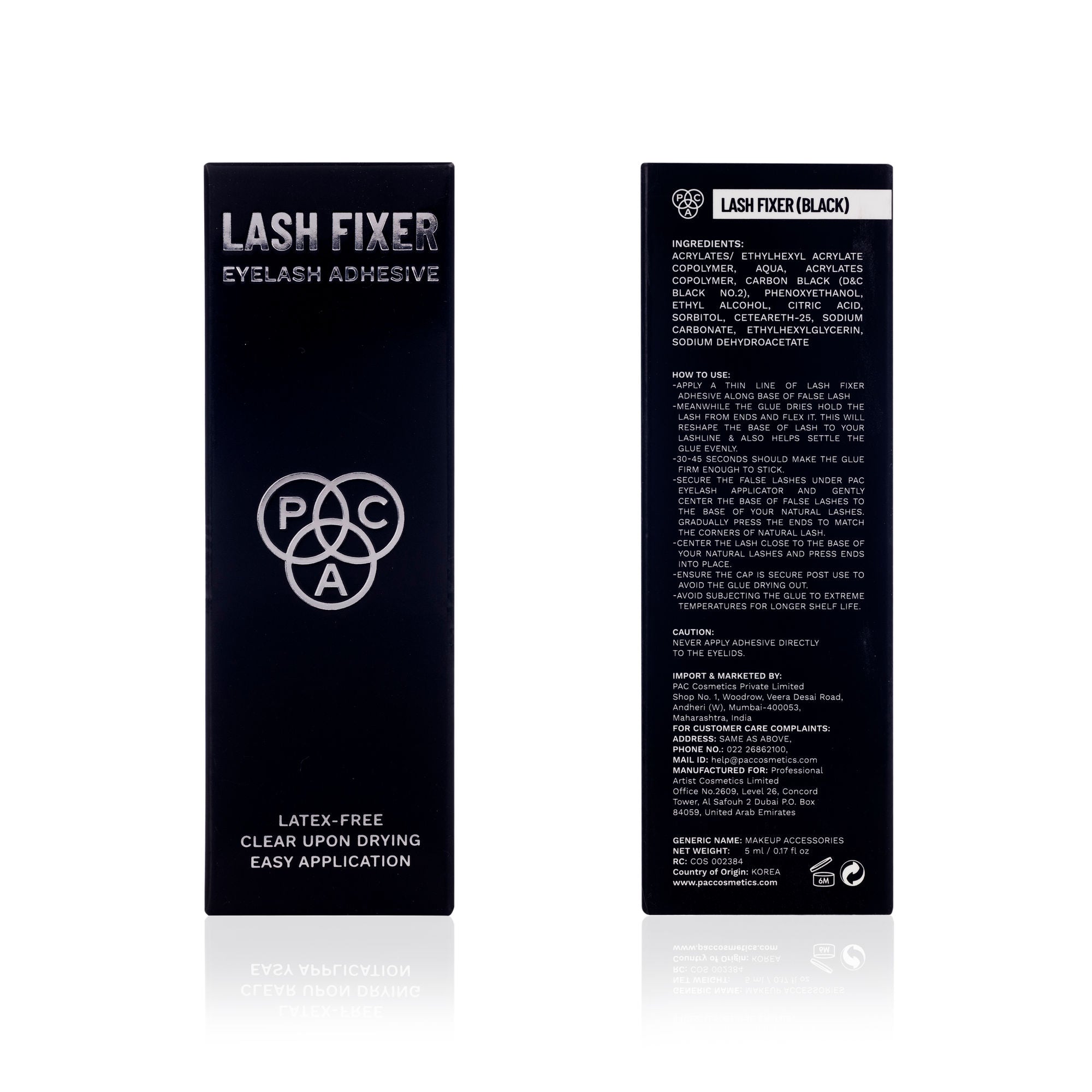 PAC Studio Lash Fixer Eyelash Adhesive Black - 24H Hold, Quick Drying, Waterproof, Ultra Thin Brush - Distacart