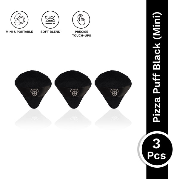 PAC Pizza Puff Black Mini - 99% Soft Natural Cotton, Ideal for Under Eyes & Precise Application