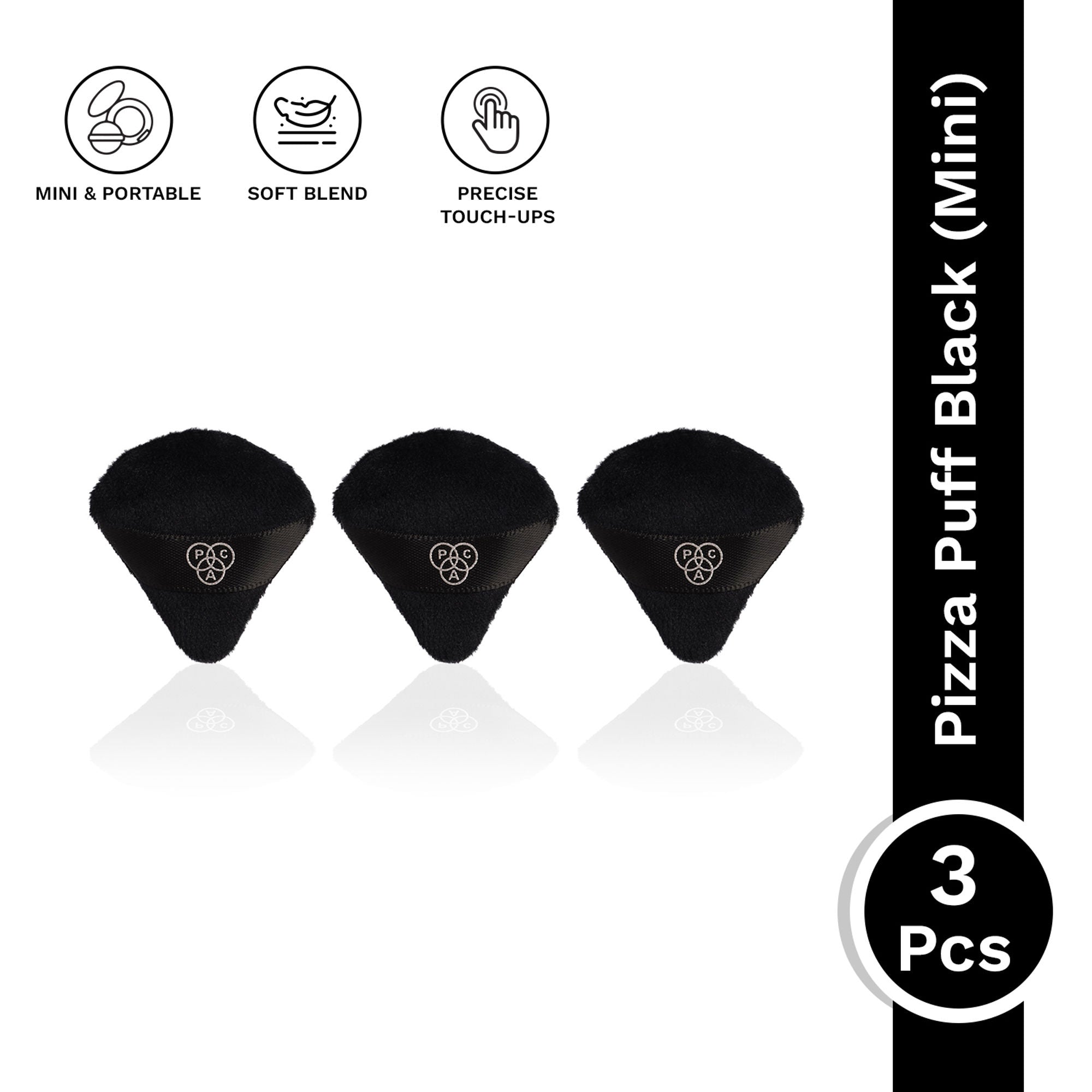PAC Pizza Puff Black Mini - 99% Soft Natural Cotton, Ideal for Under Eyes & Precise Application