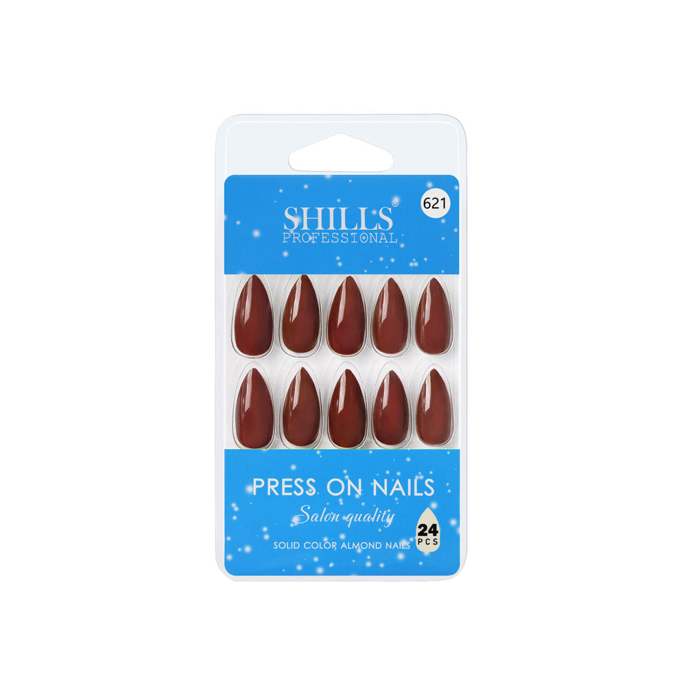 shills professional reusable press on nails almond spn621