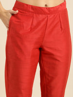 Thumbnail for All About You Women Red Woven Design Kurta with Trousers - Distacart