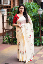 Thumbnail for Cream Silk Blend Ethnic Motifs Saree with Unstitched Blouse - Hiral Fashion - Distacart