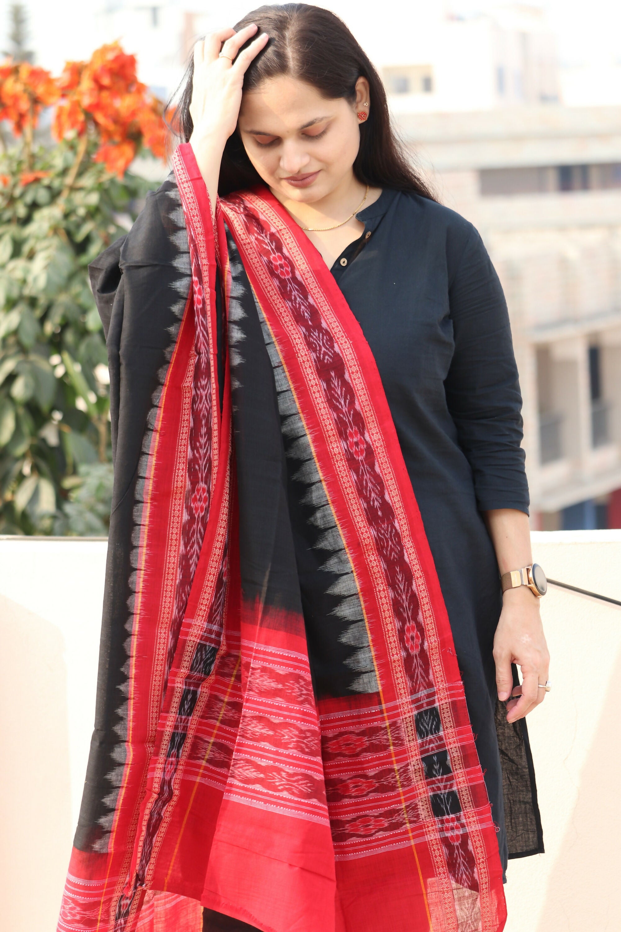 Red Sambalpuri Dupatta