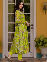 Thumbnail for Kalini Floral Printed Long Sleeves Regular Gotta Patti Kurta With Churidar & Dupatta - Distacart