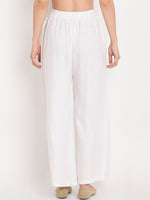 Thumbnail for TAG 7 Women White Solid Straight Palazzos