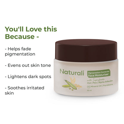 Naturali Pigmentation Corrector Moisturiser with Superfoods Oat, Pea & Alpha Arbutin - Distacart