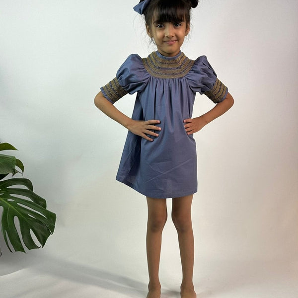 ArthLife Indigo Smocked Dress - Distacart