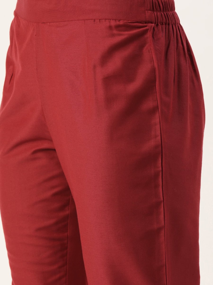 All About You Women Red Ethnic Motifs Printed Kurta with Trousers & With Dupatta - Distacart