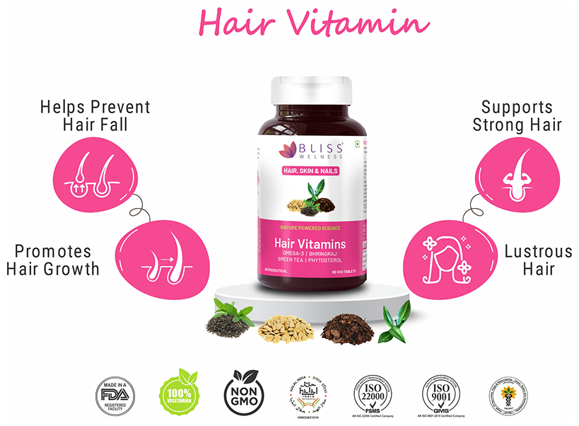 bliss welness hair vitamins veg tablet
