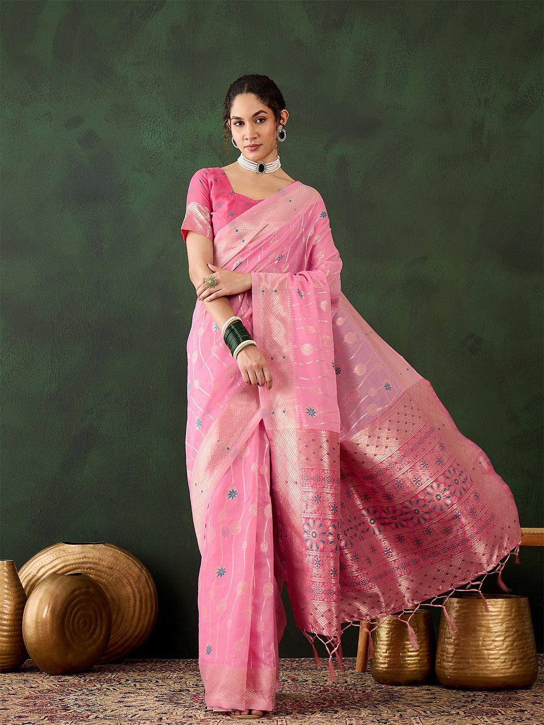Mitera Ethnic Motifs Woven Design Zari Saree - Distacart