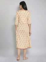 Thumbnail for AURELIA Women Beige & Gold-Toned Ethnic Motifs A-Line Midi Dress