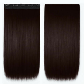 Bronson Professional 24 Clip-In Hair Extensions Dark Brown Straight Hair - Volume - 4 - Dista