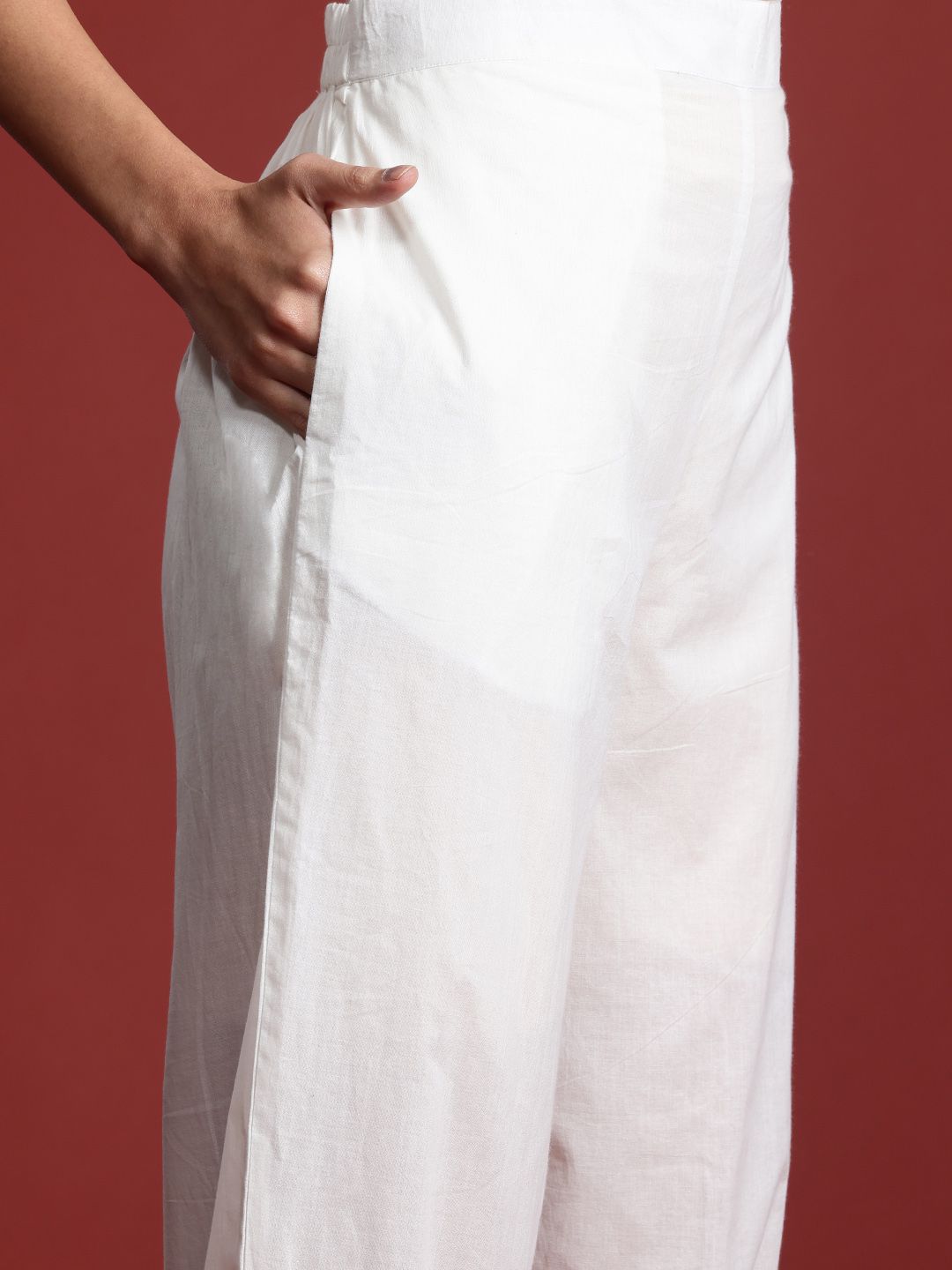 Indo Era Floral Embroidered Thread Work Pure Cotton Kurta with Trousers & With Dupatta