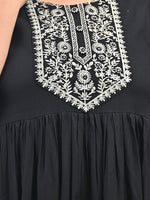 Thumbnail for Swasti Plus Size Round Neck Gathered Ethnic Motifs Embroidered Gown Ethnic Dress