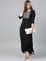 Thumbnail for AURELIA Women Black & White Embroidered Detail Maxi Dress - Distacart