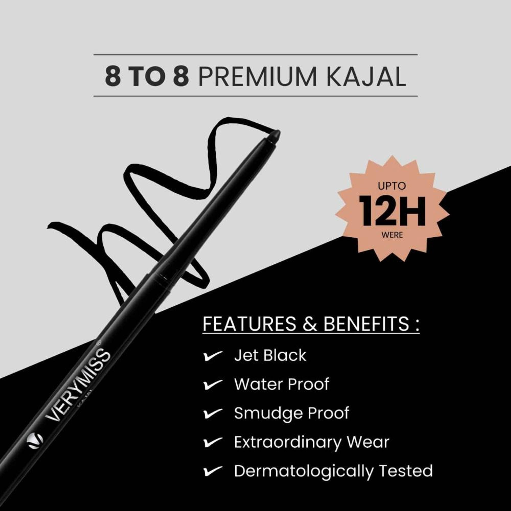 VERYMISS Premium Kajal 8 To 8 - Black - Distacart