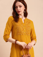 Thumbnail for All About You Women Yellow Bandhani Yoke Design Pure Cotton Kurta - Distacart