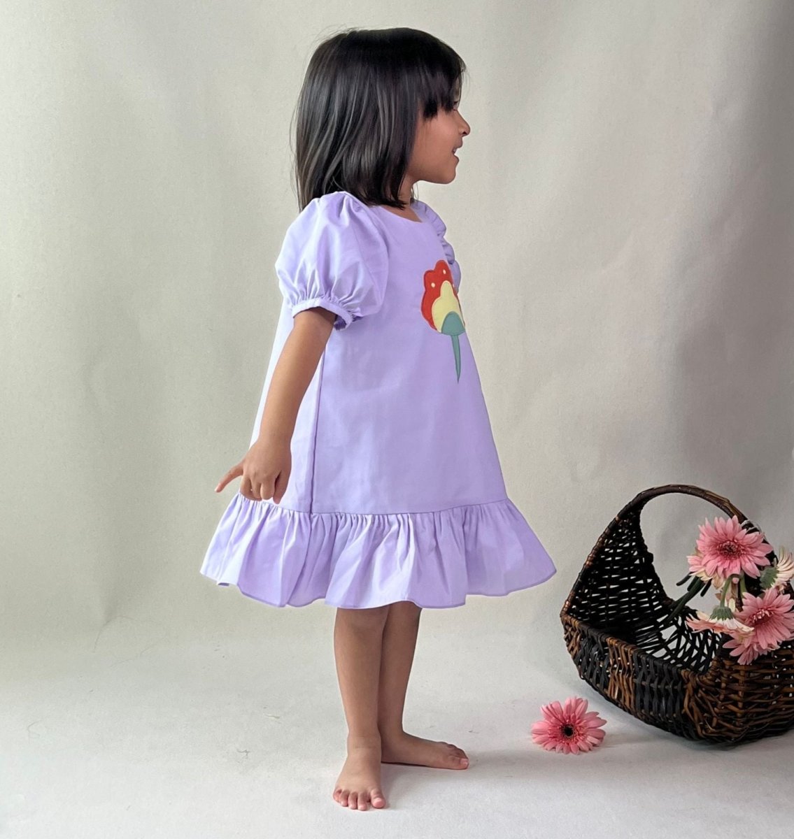ArthLife Lavender Flower Patch Casual Dress - Distacart
