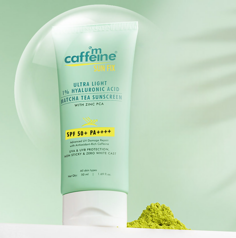 mCaffeine Sun Fix Ultra Light 1% Hyaluronic Acid Matcha Tea Sunscreen SPF 50+ PA++++ - Distacart