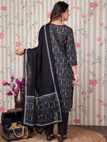 Thumbnail for Ode by House of Pataudi Abstract Printed Regular Pure Cotton Kurta with Trousers & Dupatta - Distacart