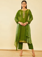 Thumbnail for Soch Bandhani Printed Straight Kurta With Trousers & Dupatta - Distacart