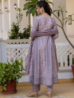 Thumbnail for Anouk Women Floral Yoke Design Panelled Aari Work Pure Cotton Kurta with Trousers & With Dupatta