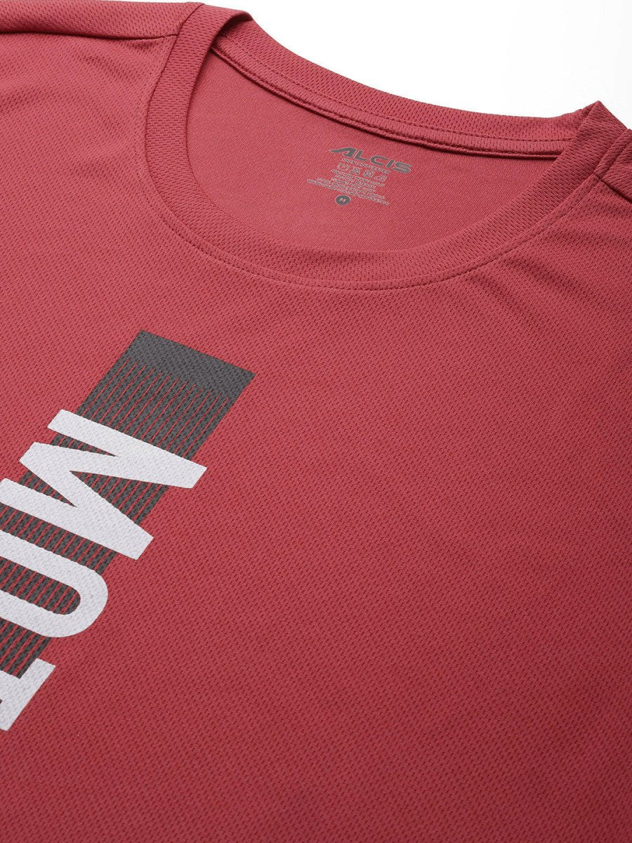 Alcis Men Typography Printed Anti Static Slim Fit Sports T-shirt - Distacart