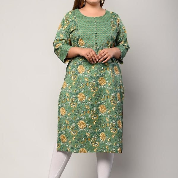 Swasti Women Green Floral Printed Floral Kurta - Distacart