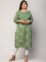 Thumbnail for Swasti Women Green Floral Printed Floral Kurta - Distacart