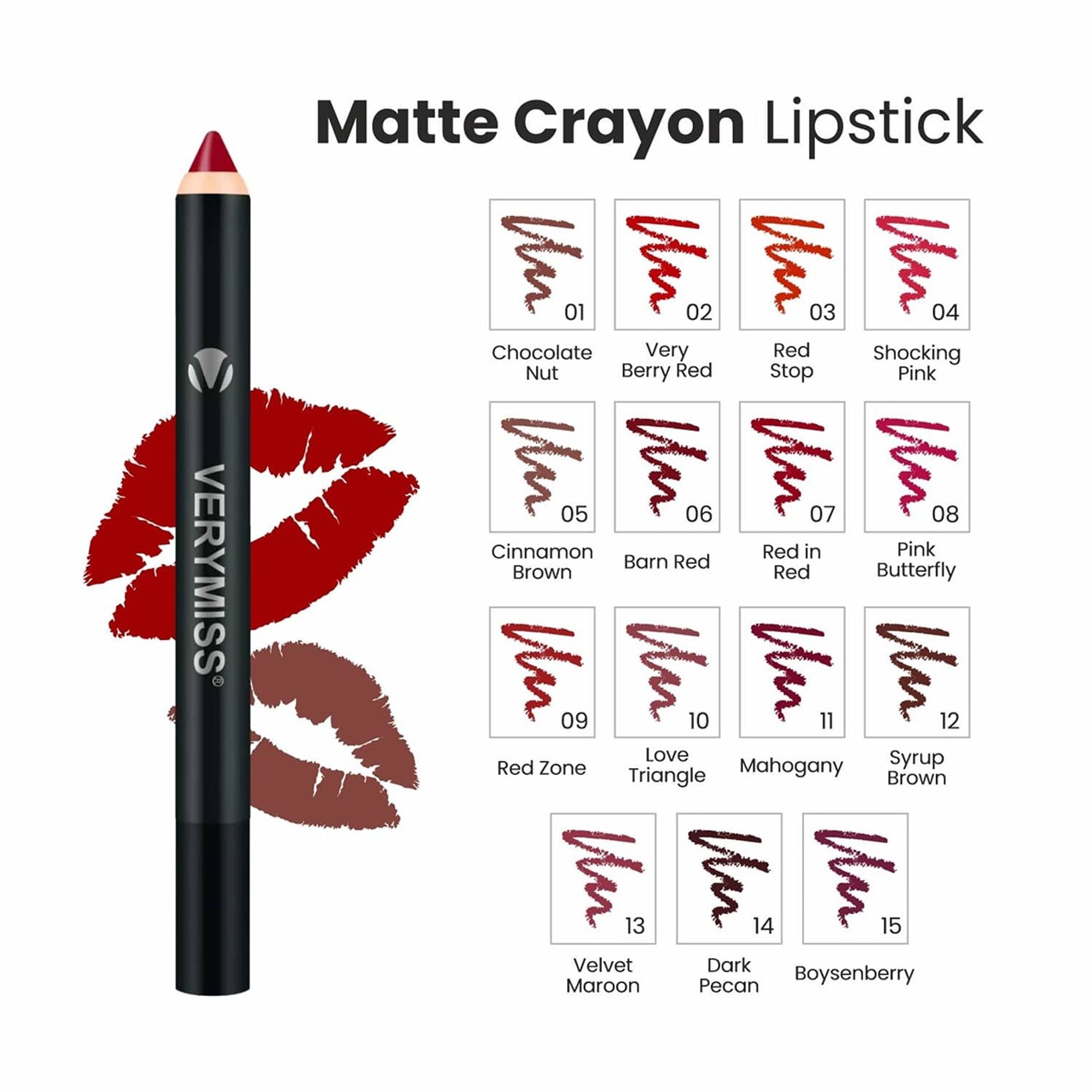 VERYMISS Matte Lip Crayon Lipstick - 12 Syrup Brown - Distacart