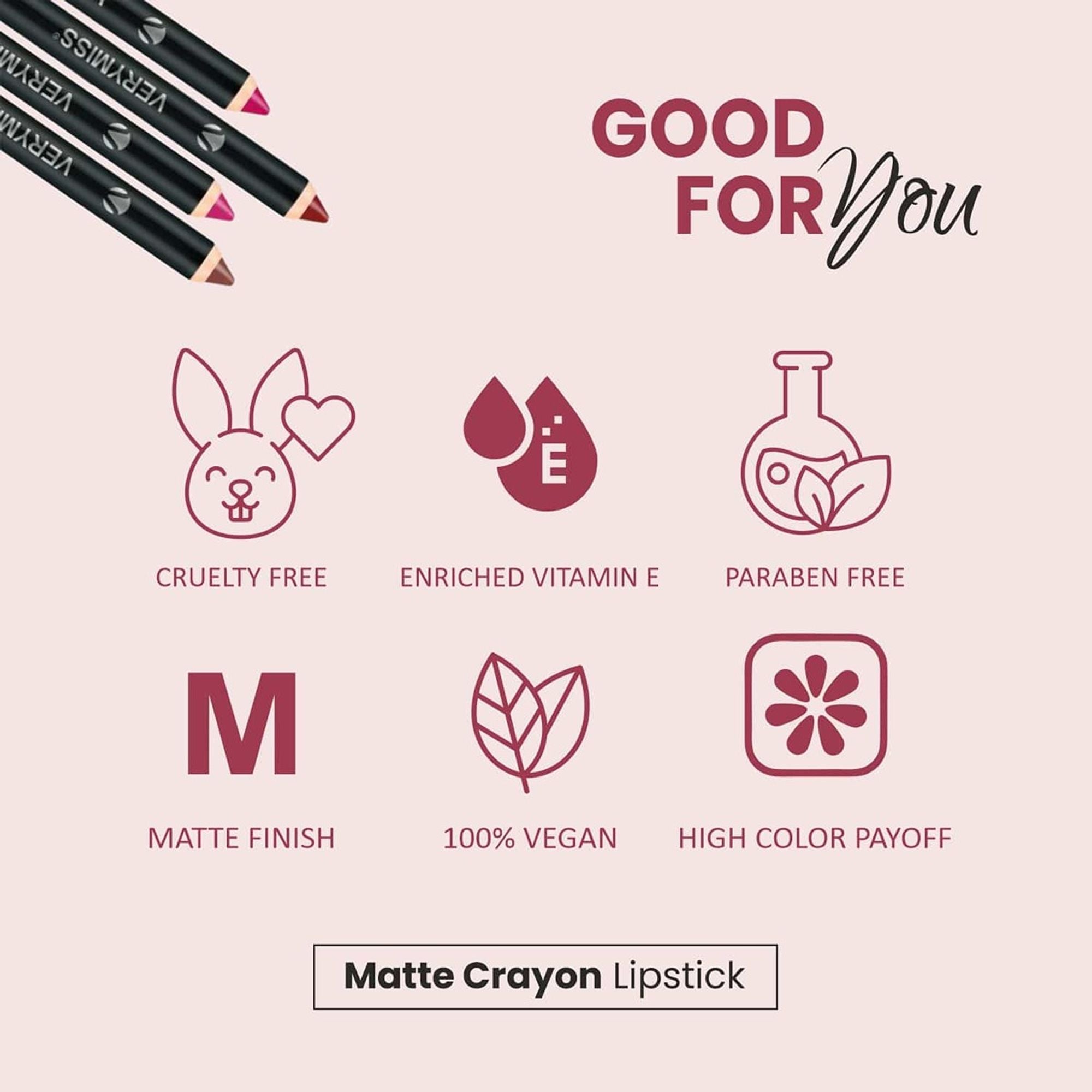 VERYMISS Matte Lip Crayon Lipstick - 12 Syrup Brown - Distacart