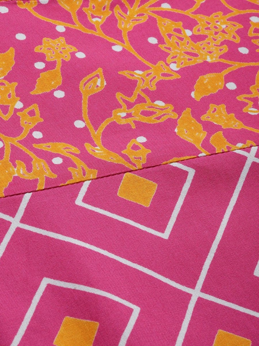 Anouk Women Pink & Mustard Yellow Printed Straight Kurta - Distacart