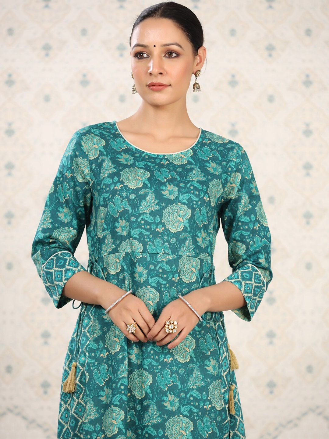 Ode by House of Pataudi Floral Printed Pure Cotton Kurta - Distacart